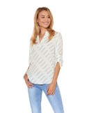 Airy patterned shirt blouse, cream and blue 0493 - Online store - Boutique